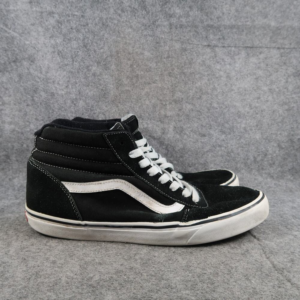Vans Shoes Mens 11 Sk8 Hi Sneakers High Top Trainer Black Suede Canvas Casual